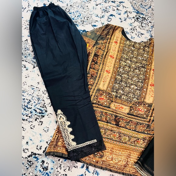 Digital Print Shirt With Sequence Work Comes With Trouser And Dupatta - Picture 2 of 3